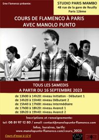 Cours de flamenco à Paris à partir de septembre 2023. Du 16 septembre 2023 au 16 juin 2024 à Paris12. Paris. 